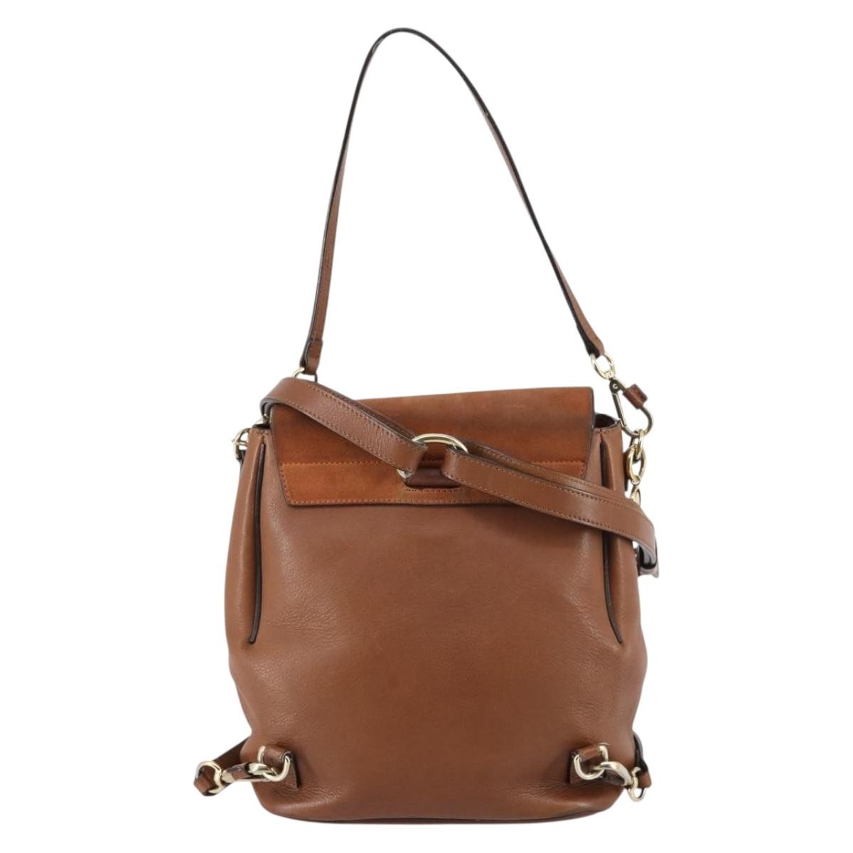 Chloe Faye Backpack Leather and Suede, BROWN, SUEDE, Backpack