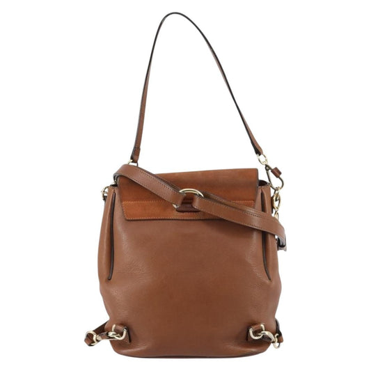 Chloe Faye Backpack Leather and Suede, BROWN, SUEDE, Backpack