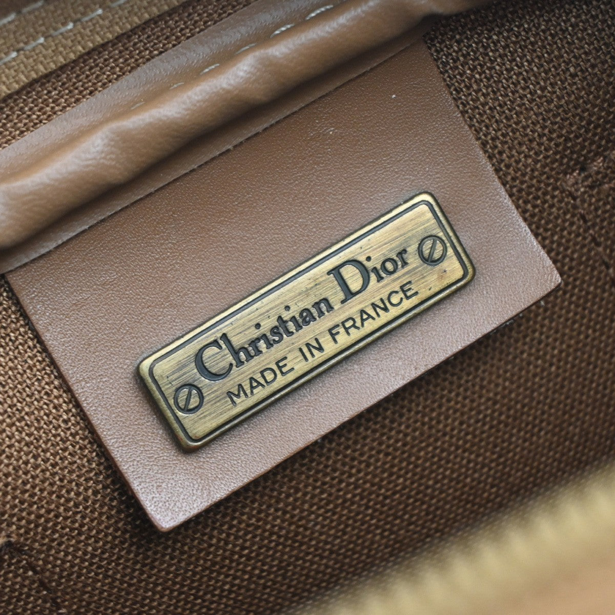 Christian Dior Vintage Honeycomb Handbag Canvas Leather, BROWN, CANVAS, Handbag