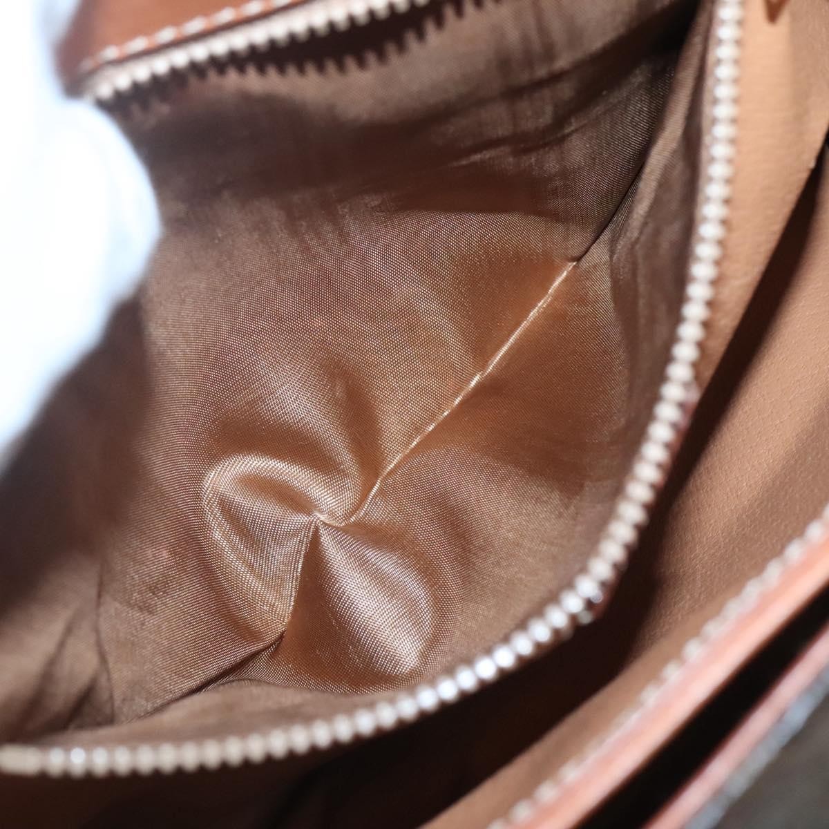 Celine Macadam Handbag Macadam with leather, BROWN, CANVAS, Handbag