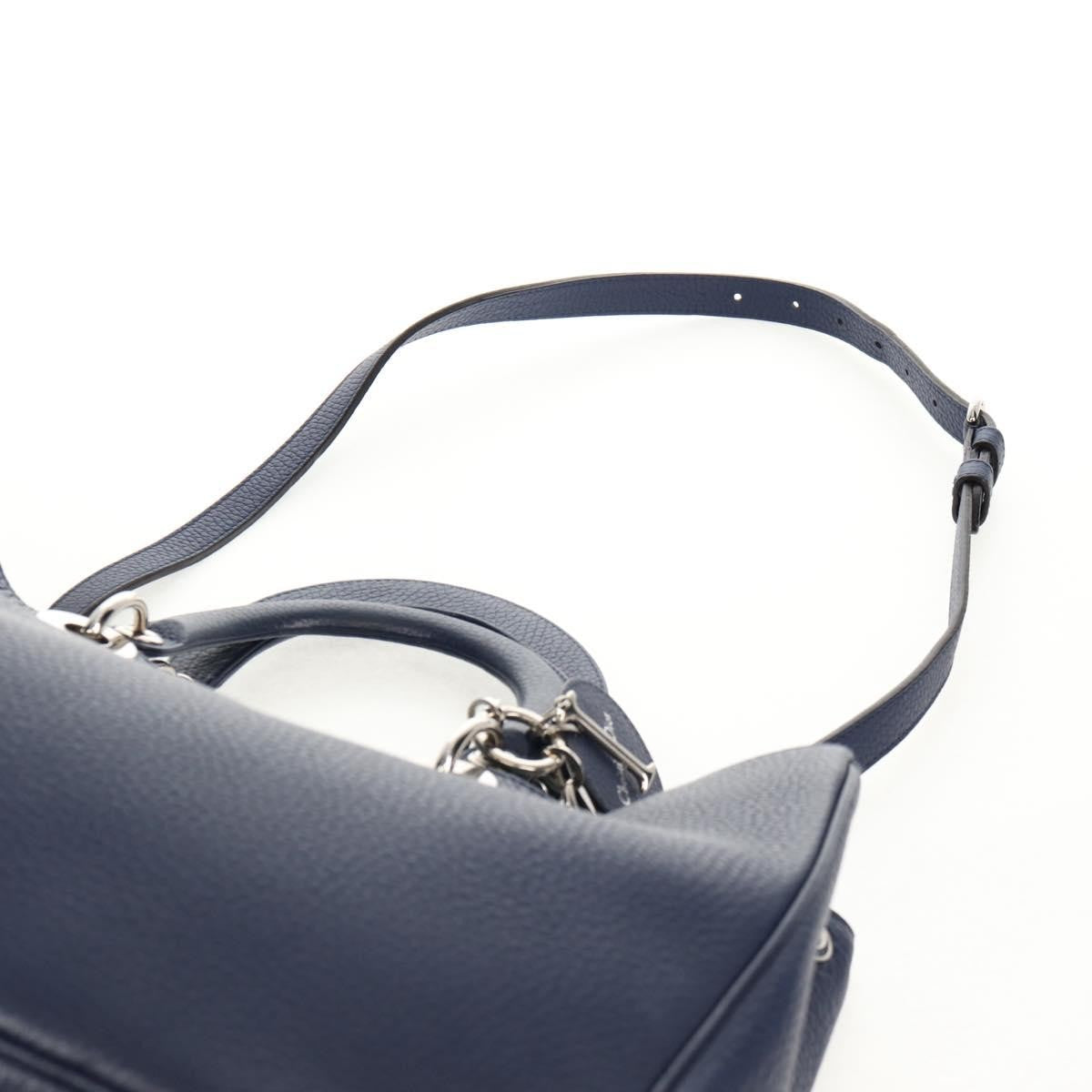 Christian Dior Diorissimo Tote Pebbled Leather, NAVY, LEATHER, Tote bag