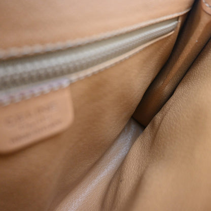 Celine Macadam Shoulder Bag Leather, BROWN, LEATHER, Shoulder bag