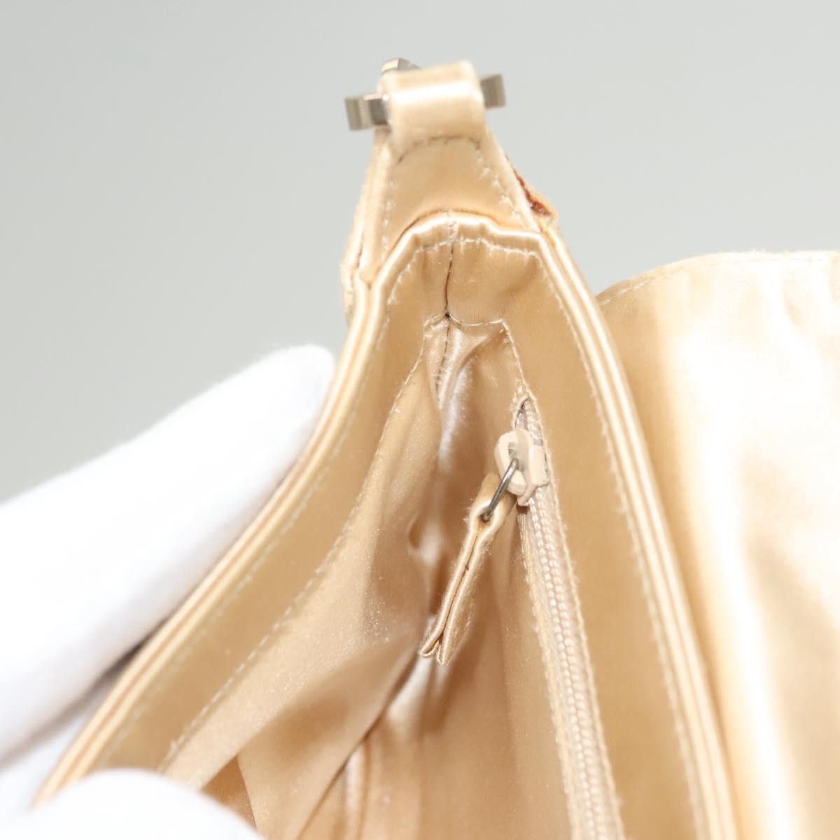 Gucci Chain Flap Shoulder Bag Satin, BEIGE, GOLD, Shoulder bag