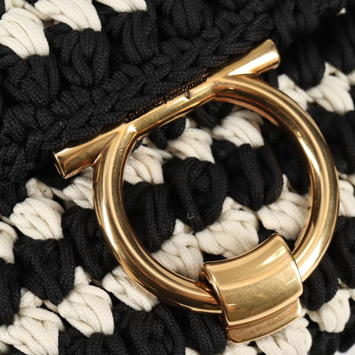 Salvatore Ferragamo Margot Satchel Braided Fabric, WHITE, POLYESTER, Handbag