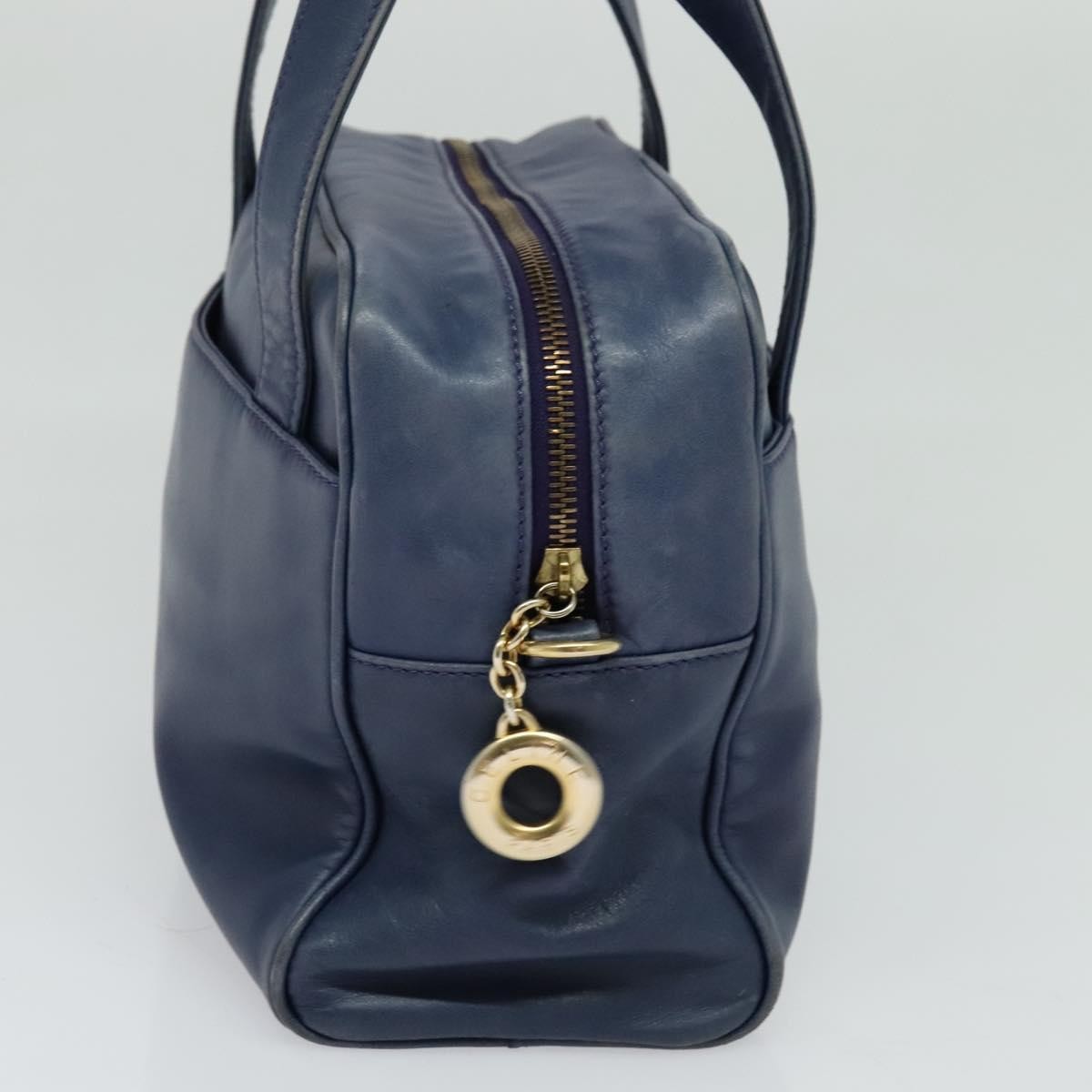 Celine Circle Logo Handbag Leather, BLUE, LEATHER, Handbag
