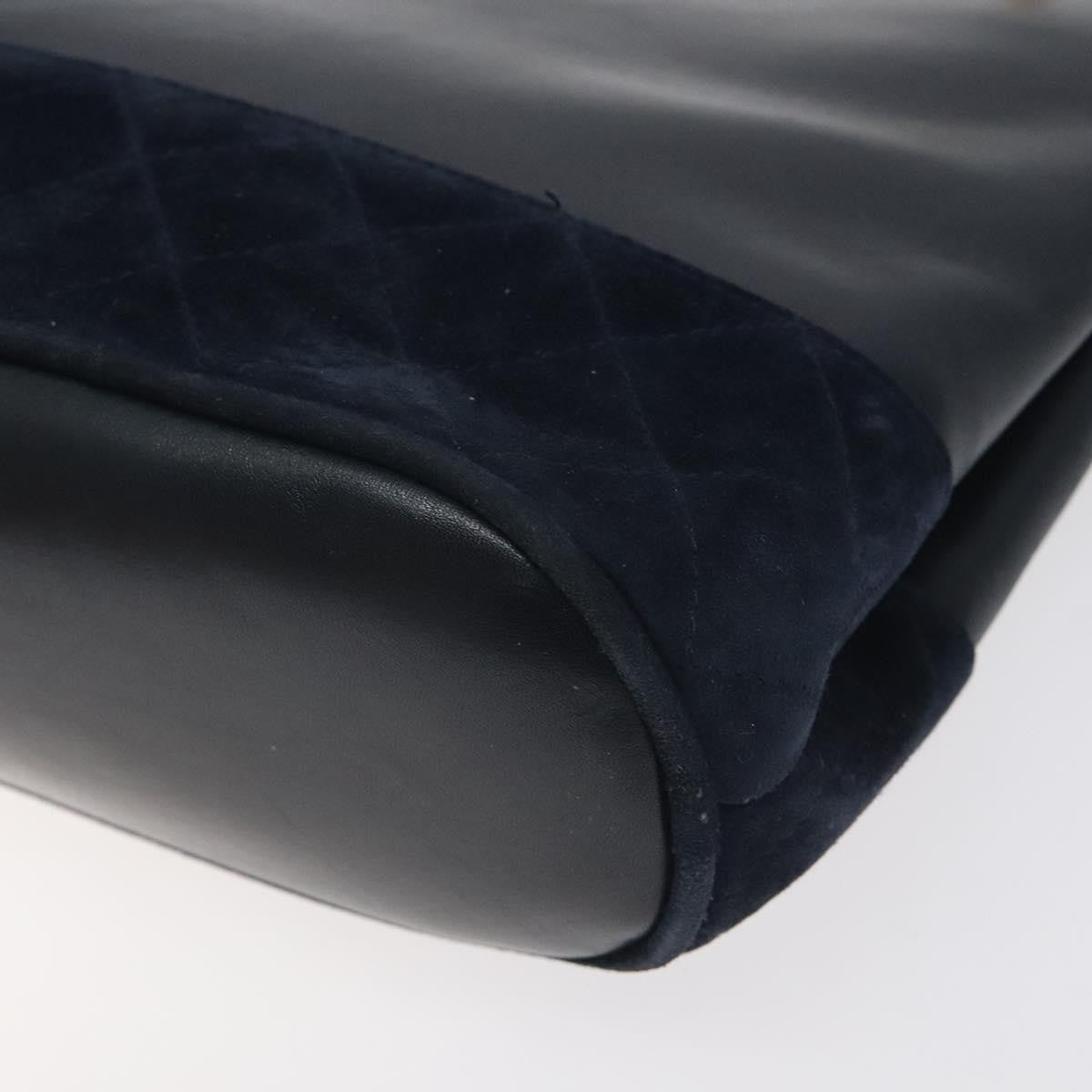 Salvatore Ferragamo Vintage Chain Shoulder Bag Leather, NAVY, LEATHER, Shoulder bag