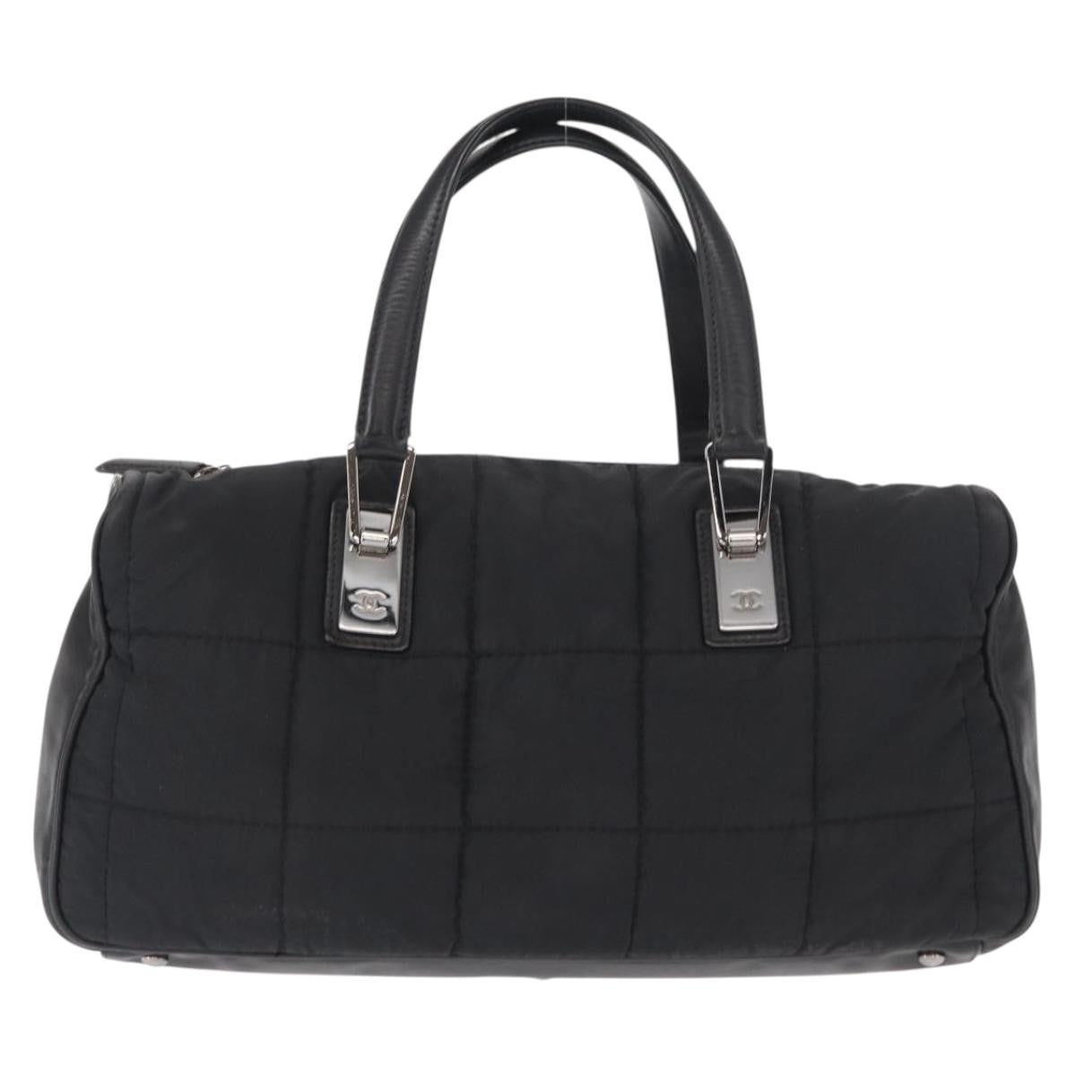 Chanel Square Stitch Boston Bag Quilted Nylon, Black, Nylon, Travel Bag
