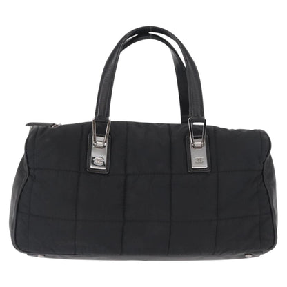 Chanel Square Stitch Boston Bag Quilted Nylon, Black, Nylon, Travel Bag