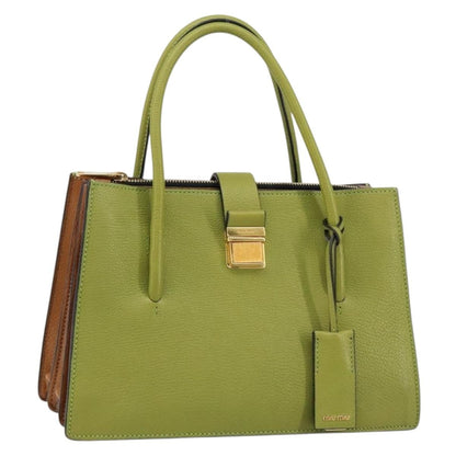 Miu Miu Madras Convertible Compartment Tote Leather, GREEN, LEATHER, Handbag