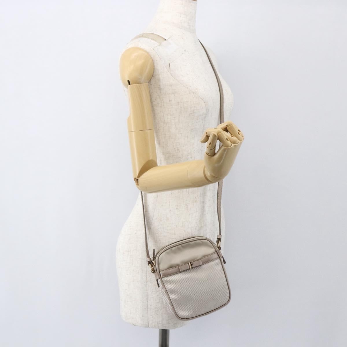 Salvatore Ferragamo Vala Shoulder Bag Nylon, BEIGE, NYLON, Shoulder bag