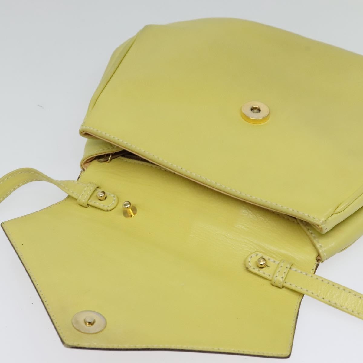 Celine Flap Shoulder Bag Leather, YELLOW, LEATHER, Shoulder bag