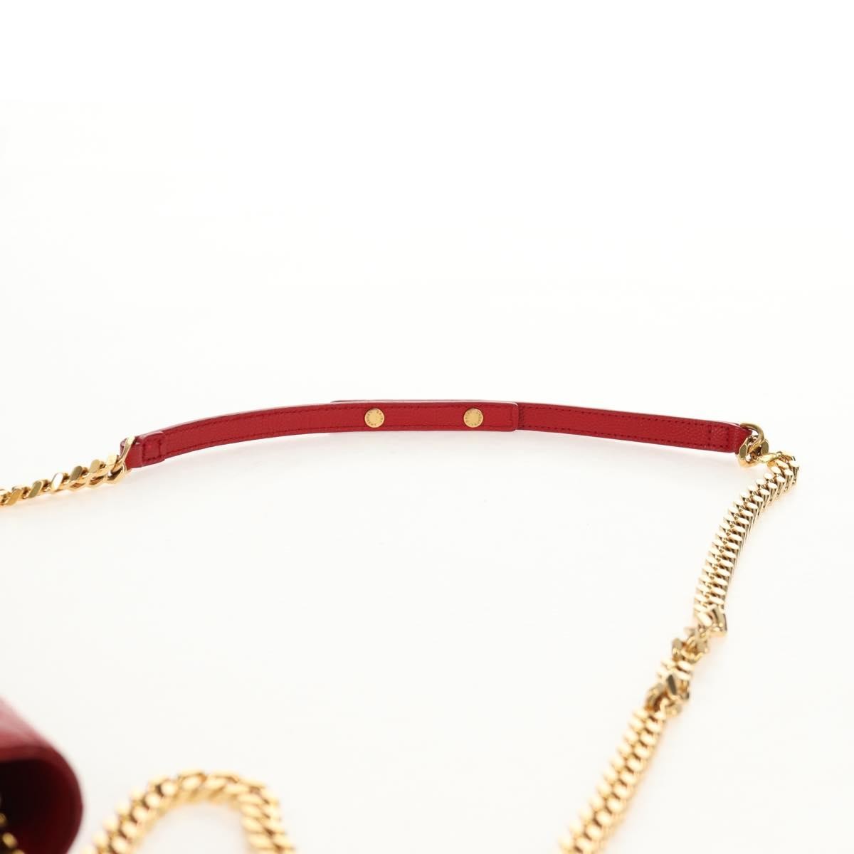 Saint Laurent Cassandra Wallet on Strap leather, RED, LEATHER, Shoulder bag