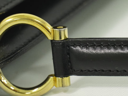 Celine Gancini Handbag Leather, BLACK, LEATHER, Handbag