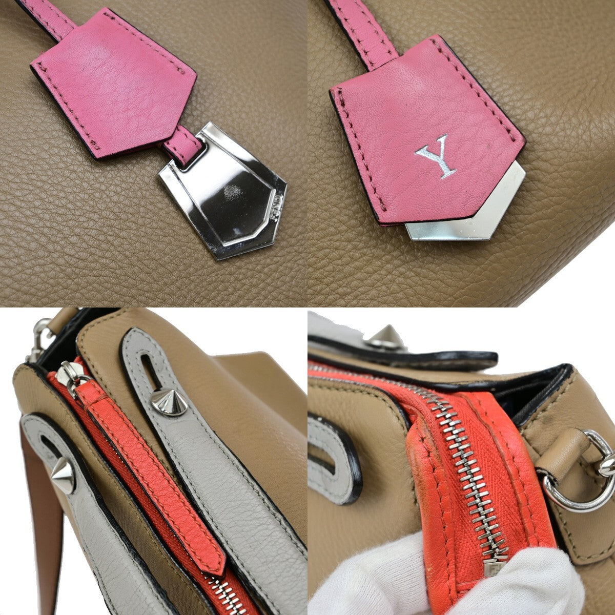 Fendi By The Way Satchel Leather, BEIGE, LEATHER, Handbag