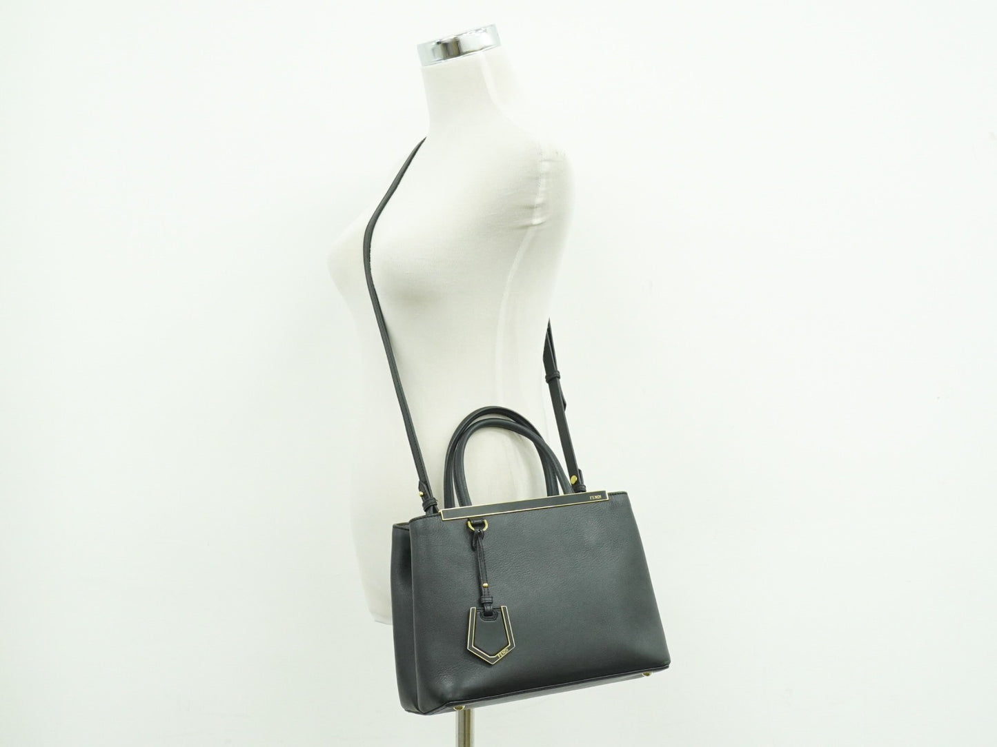 Fendi 2Jours Bag Leather, BLACK, LEATHER, Handbag