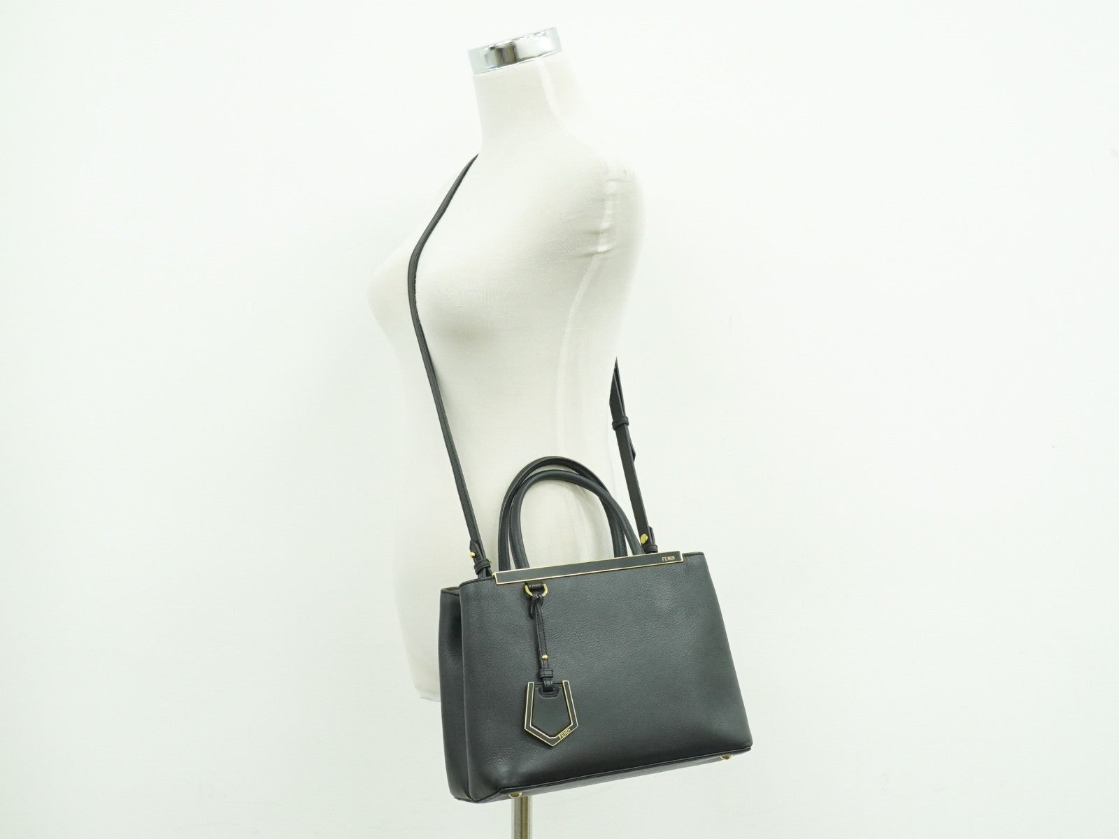 Fendi 2Jours Bag Leather, BLACK, LEATHER, Handbag
