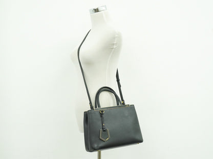 Fendi 2Jours Bag Leather, BLACK, LEATHER, Handbag