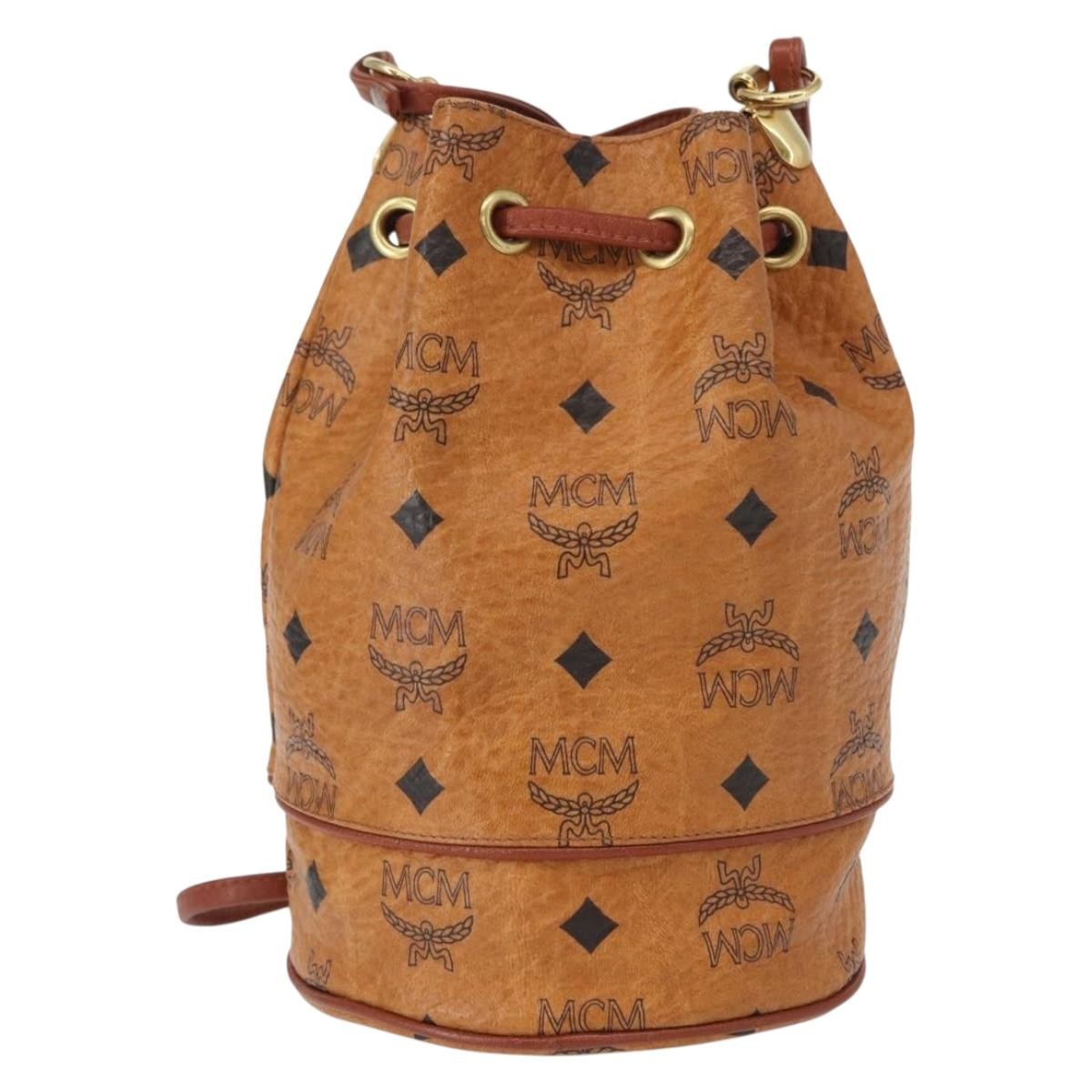 MCM Visetos Shoulder bag Canvas and Leather, BROWN, CANVAS, Shoulder bag