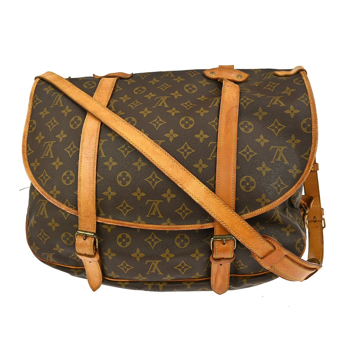 Louis Vuitton Saumur Handbag Monogram Canvas, BROWN, CANVAS, Shoulder bag