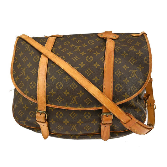 Louis Vuitton Saumur Handbag Monogram Canvas, BROWN, CANVAS, Shoulder bag