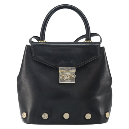 Salvatore Ferragamo Vintage Handbag Leather, BLACK, LEATHER, Handbag