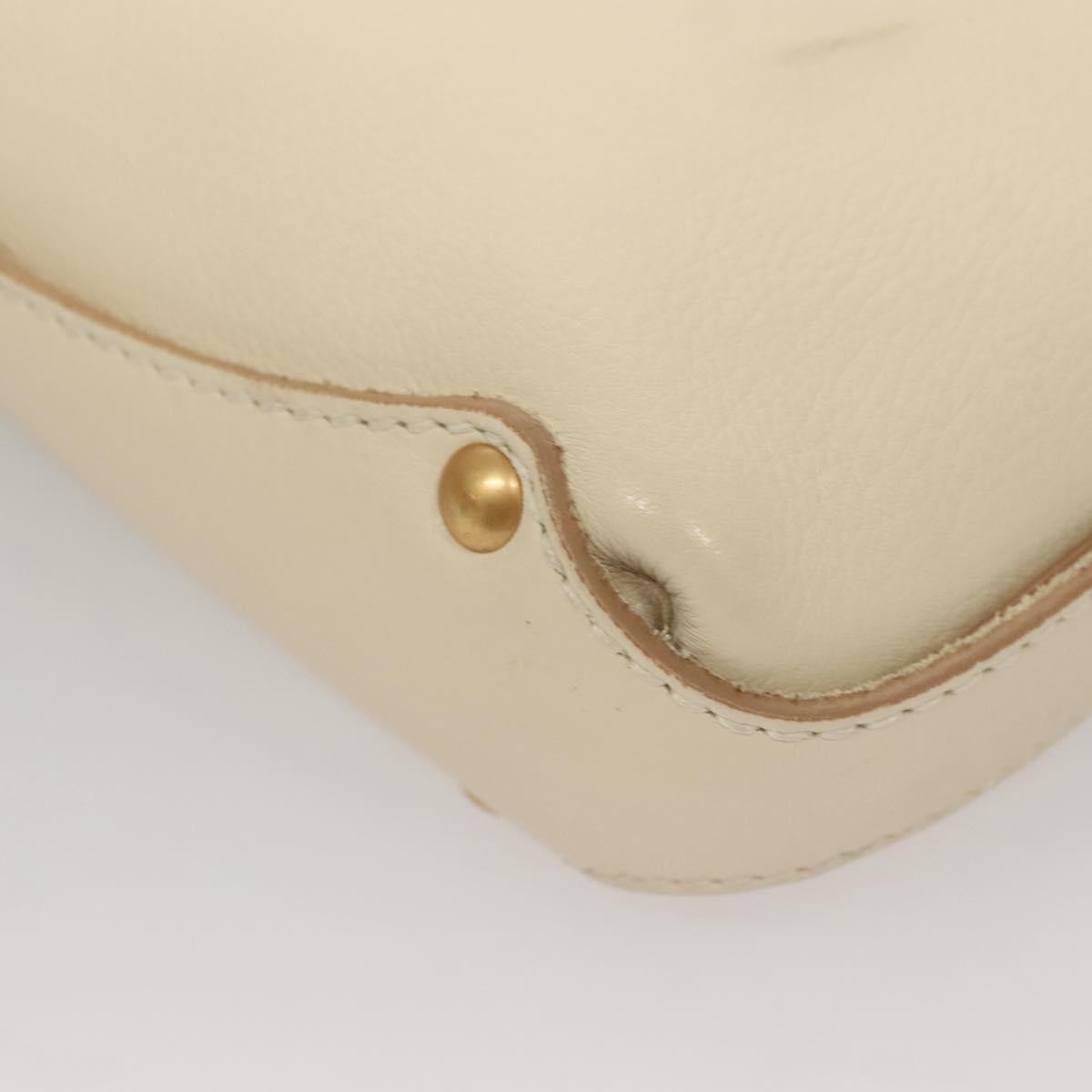 Salvatore Ferragamo Gancini handbag Leather, WHITE, LEATHER, Handbag