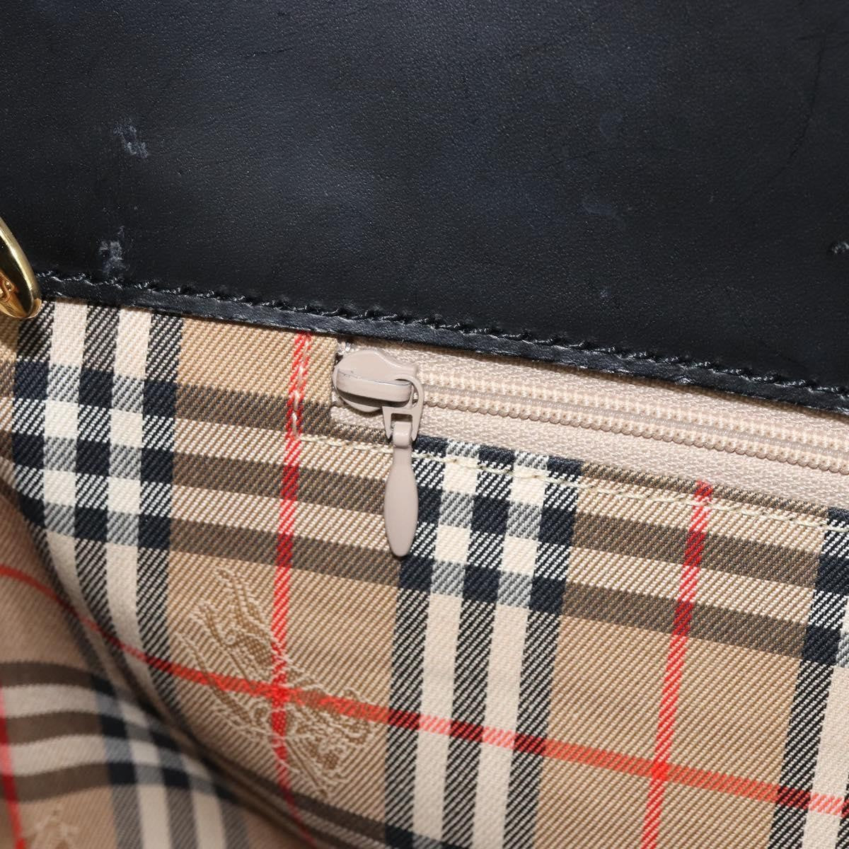 Burberry Vintage Shoulder Bag Leather, BLACK, LEATHER, Shoulder bag