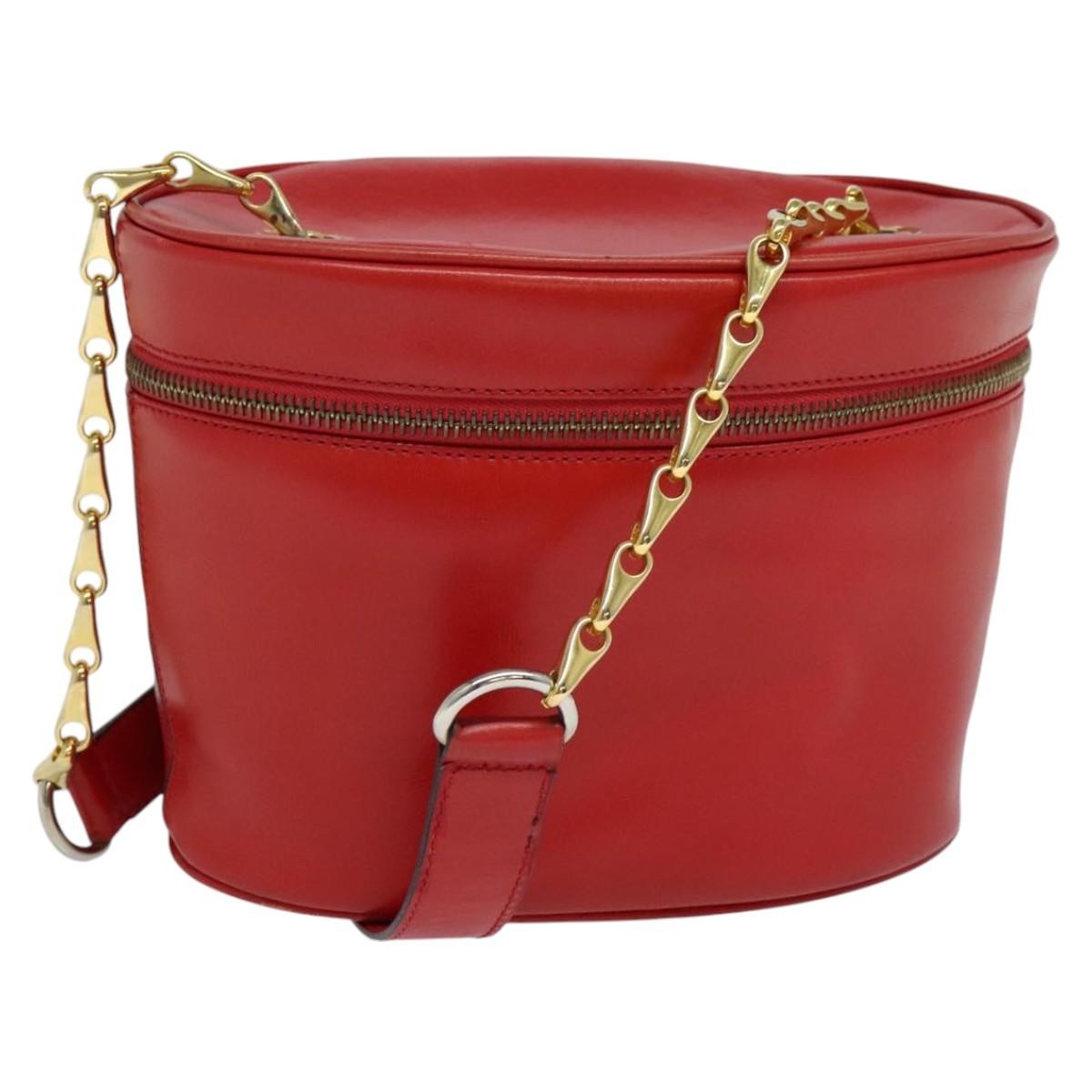 Celine Chain Shoulder Bag Leather, RED, LEATHER, Shoulder bag