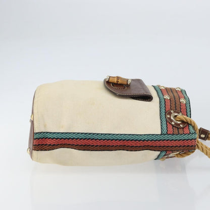 Gucci Vintage Bamboo Shoulder Bag Canvas, BEIGE, CANVAS, Shoulder bag