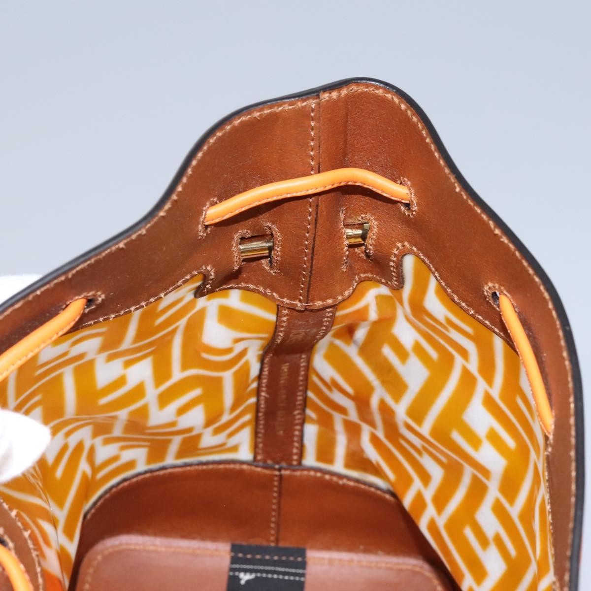 Fendi FF Logo Mon Tresor Bucket Bag Canvas, ORANGE, CANVAS, Shoulder bag