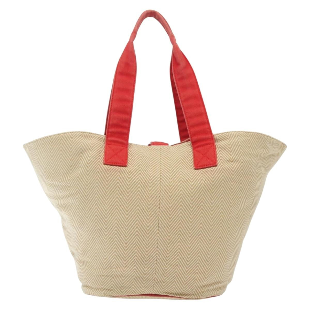Hermes Panier De Plage Handbag Canvas, BEIGE, CANVAS, Tote bag