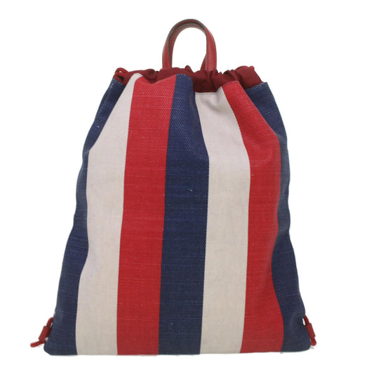 Gucci Logo Drawstring Backpack Striped Canvas, MULTICOLOUR, CANVAS, Backpack