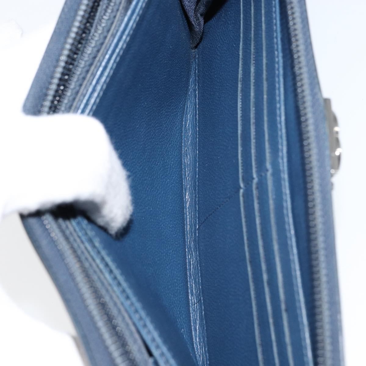 Chanel Boy Yen Wallet Quilted Lambskin, NAVY, LEATHER, Wallets