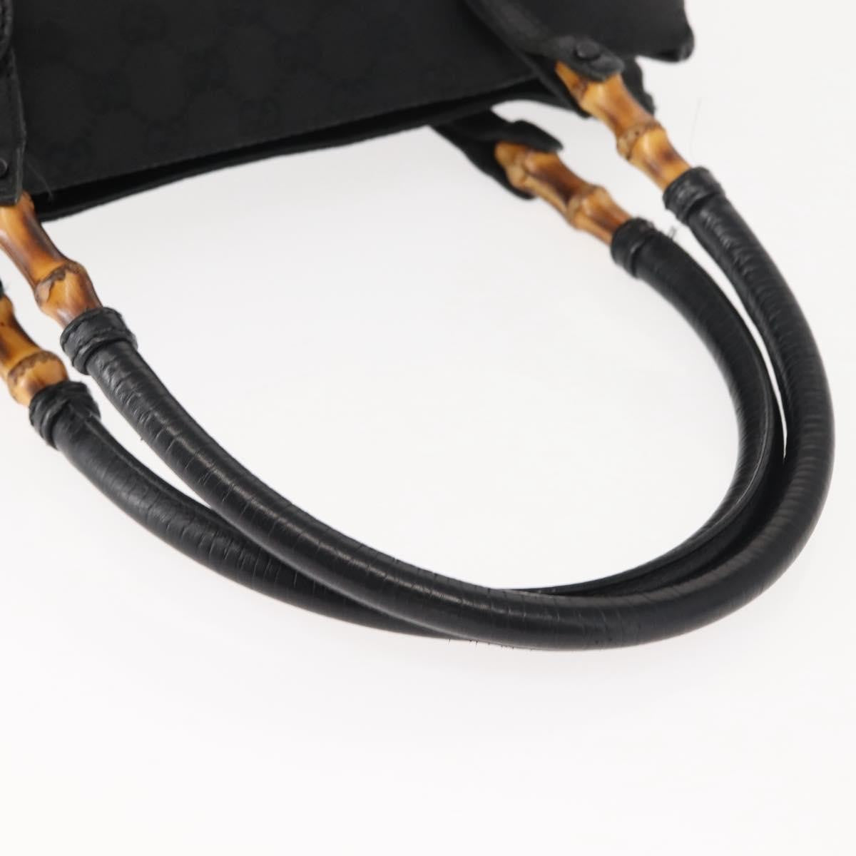 Gucci Vintage Bamboo Handle Bag Canvas, BLACK, CANVAS, Tote bag
