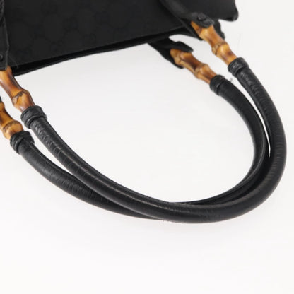 Gucci Vintage Bamboo Handle Bag Canvas, BLACK, CANVAS, Tote bag