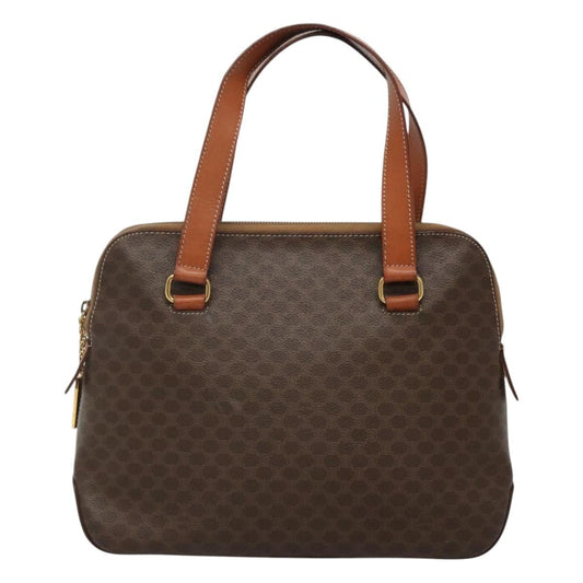 Celine Vintage Macadam Handbag Canvas and Leather, BROWN, CANVAS, Handbag