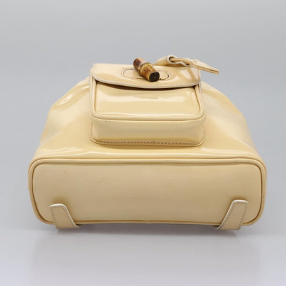 Gucci Vintage Bamboo Backpack Patent, BEIGE, PATENT_LEATHER, Backpack
