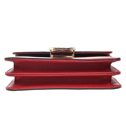 Gucci Interlocking Shoulder Bag Leather, RED, LEATHER, Shoulder bag