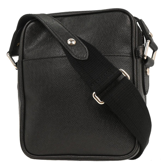 Louis Vuitton Dimitri Messenger Bag Taiga Leather, BLACK, LEATHER, Shoulder bag