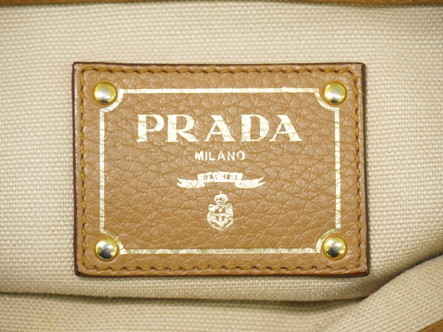 Prada Vintage Handbag Leather, BEIGE, LEATHER, Handbag