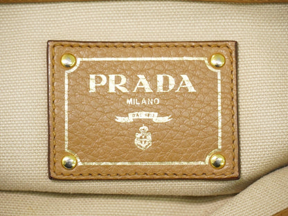 Prada Vintage Handbag Leather, BEIGE, LEATHER, Handbag