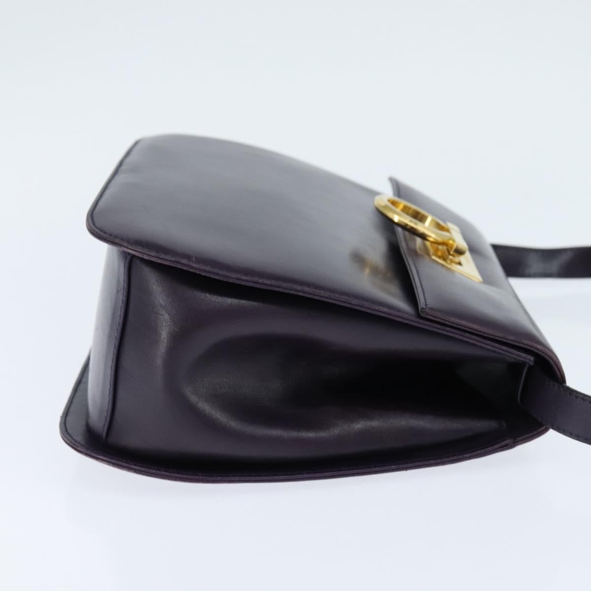 Salvatore Ferragamo Gancini Shoulder Bag Leather, NAVY, LEATHER, Shoulder bag