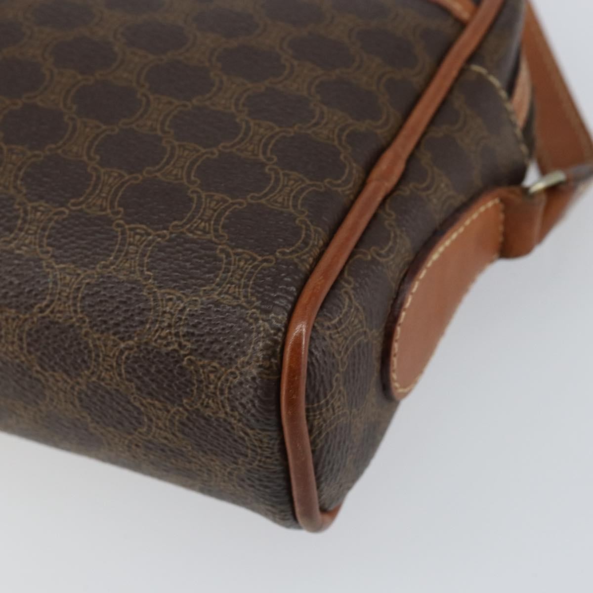 Celine Vintage Macadam Shoulder Bag Canvas and Leather, BROWN, CANVAS, Shoulder bag