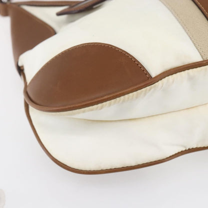 Prada Vintage Shoulder Bag Nylon and Leather, BEIGE, NYLON, Shoulder bag