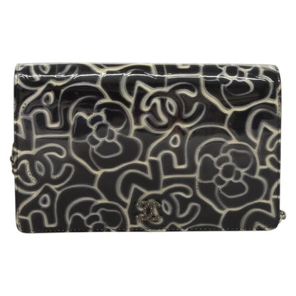 Chanel Wallet on Chain Camellia Patent, GRAY, PATENT_LEATHER, Shoulder bag