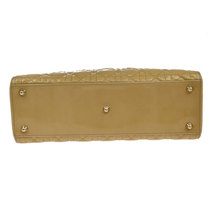 Christian Dior Lady Dior Bag Cannage Quilt Patent, Yellow, Patent Leather, Handbag