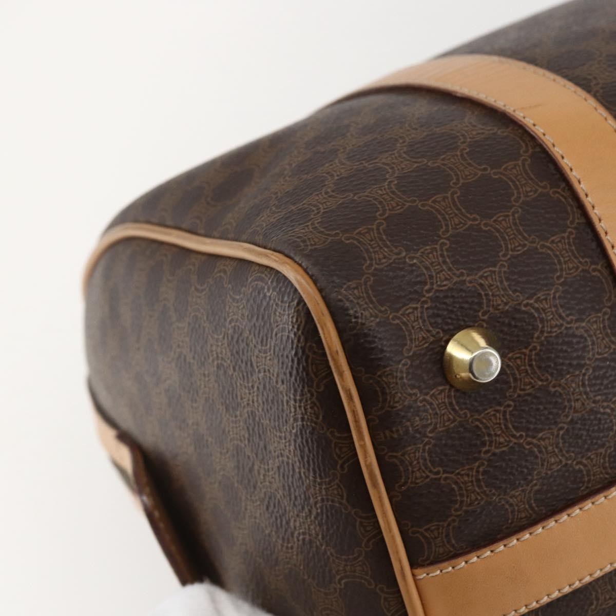 Celine Vintage Macadam Boston bag Canvas, BROWN, CANVAS, Travel bag