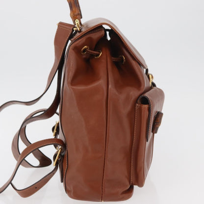 Gucci Vintage Bamboo Backpack Leather, Brown, Leather, Backpack