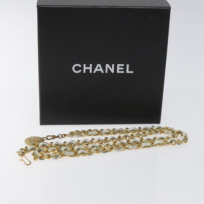 Chanel Vintage Logo Chain Belt Metal and Leather, WHITE, METAL, Belts