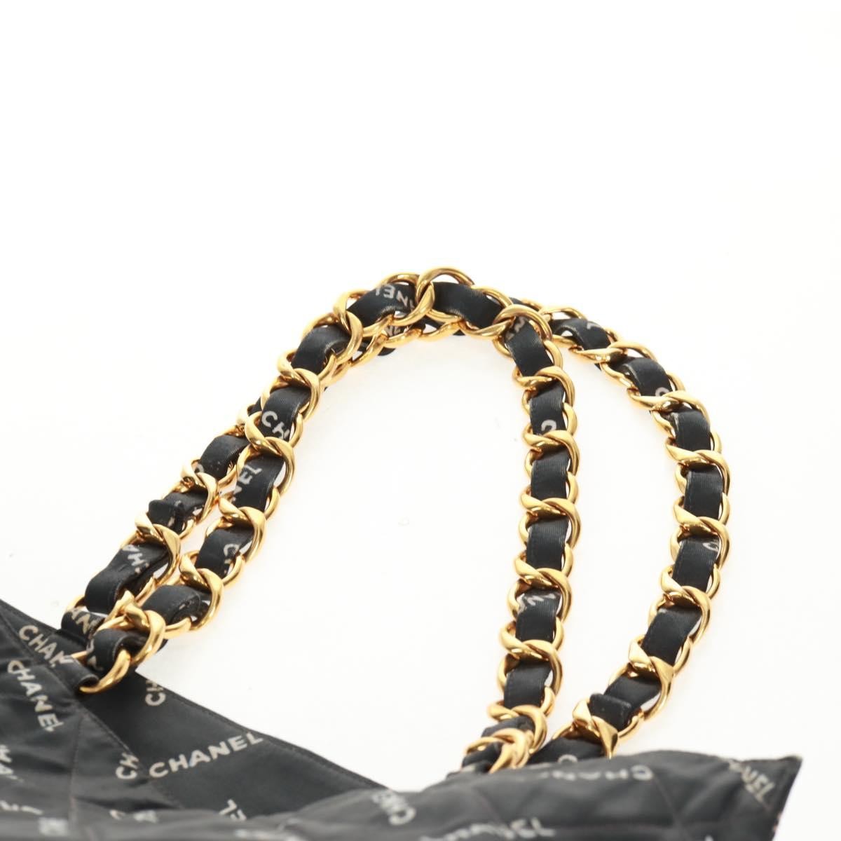 Chanel Logo Shopping Tote Quilted Printed Canvas, BLACK, CANVAS, Tote bag